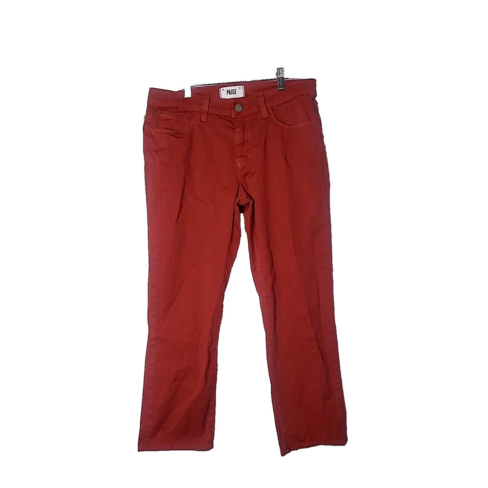Paige Red Denim Pants Women Sz 30 Straight Leg Stretch‎ Cotton Jeans Made in USA